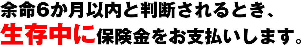 余命6か月以内と判断されるとき、生存中に保険金をお支払いします。